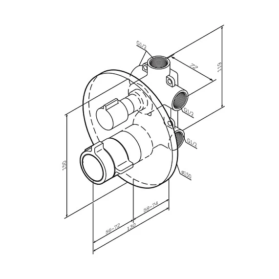 Смеситель для душа Am.Pm X-Joy термостатический, скрытого монтажа, керамический, настенный, без излива/шланга/лейки