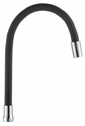 Излив LEDEME 350 мм поворотный, черный/хром, гибкий, с аэратором, длинный, латунь, для смесителя/кухни/мойки, без смесителя