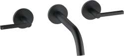 Смеситель для раковины/умывальника KLUDI NOVA FONTE Puristic настенный, двухвентильный, неповоротный, длина излива 180 мм, латунь, цвет черный матовый