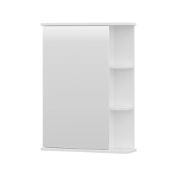 Зеркальный шкаф Volna Twing 60, 60х14,6х70 см, подвесной, цвет белый, зеркало, 1 распашная дверца/открытые полки, прямоугольный, левый/правый, левосторонний/правосторонний