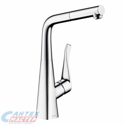 Смеситель для кухни/мойки Hansgrohe Metris однорычажный, керамический, с изливом, длина 219 мм, латунь, цвет хром, кухонный, хромированный, вертикальный, однорукий, одноручный, однозахватный, одноручковые, кран, комплект, сантехника, водопроводные