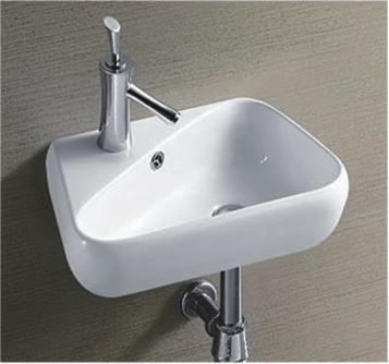 Раковина GID N9275R 45х15х27,5 подвесная, нестандартная , керамическая/фарфоровая, цвет белый, с отверстием под смеситель, слив-перелив