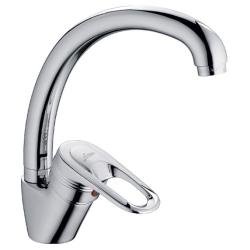 Смеситель для кухни/мойки LEDEME, однорычажный, поворотный, латунный, длина излива 185 мм, латунь, цвет хром