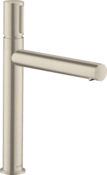 Смеситель для раковины/умывальника Axor Uno Select 200, однорычажный, фиксированный излив, длина излива 19,8 см, керамический, латунь, цвет шлифованный никель, с незапираемым сливным набором