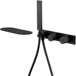 Смеситель для ванны/душа ABBER Rund, встраиваемый, вентильный, неповоротный, длина 120 мм, прогрессивный, латунь, цвет черный матовый