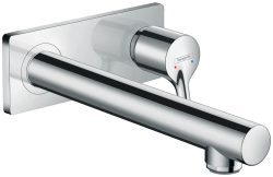 Смеситель для раковины Hansgrohe Talis S, скрытого монтажа, встраиваемый/настенный, однорычажный, фиксированный излив, длина 22,5 см, керамический, латунь, цвет хром, незапираемый сливной набор