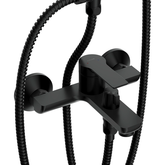 Душевая система Cersanit VIBE (смеситель стандартный) с изливом 3 режима шланг 150 металл, цвет черный матовый, комплект: однорычажный смеситель/тропический душ