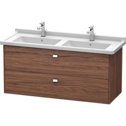 Тумба под раковину Duravit Brioso, 122х46,9х56,3 см, подвесная, 2 выдвижных ящика, ДСП, цвет: орех темный/хром, шкафчик навесной, механизм доводчика, прямоугольная, правая/левая, в ванную комнату