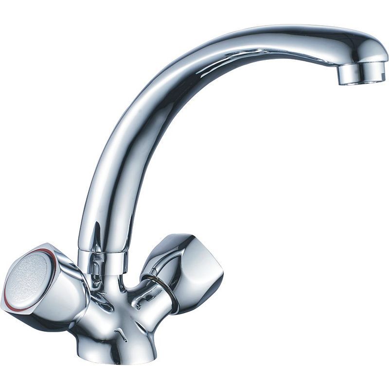 Смеситель для кухни/мойки HAIBA CRON двухвентильный, поворотный, длина 163 мм, силумин, цвет хром