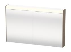 Зеркальный шкаф Duravit Brioso, 122х76х14,8 см, подвесной, цвет: дуб терра, зеркало с подсветкой LED/ЛЭД, выключатель/розетка, с 2 распашными дверцами/двухстворчатый, 4 стеклянные полки, прямоугольный