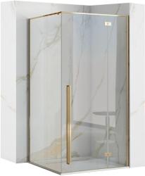 Душевой уголок REA FARGO 100х80 см, без поддона, прямоугольный, угловой, стекло закаленное, (без сифона) без крыши, распашной, стеклянный, пластиковый, алюминиевый профиль (золото)