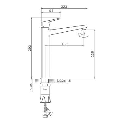 Смеситель для раковины/умывальника Raglo R30.15 однорычажный, высокий, неповоротный, фиксированный, излив длина 185 мм высота 235 мм латунь, цвет хром