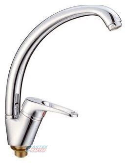 Смеситель для кухни/мойки Ledeme H13 однорычажный, керамический, с поворотным изливом, длина 213 мм, латунь, цвет хром, кухонный, хромированный, вертикальный, однорукий, одноручный, однозахватный, одноручковые, кран, комплект, сантехника