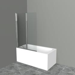 Душевая шторка на ванну BelBagno Uno, 120х150 см, прозрачное стекло/профиль хром, складная, плоская/панель, правая/левая, правосторонняя/левосторонняя, универсальная