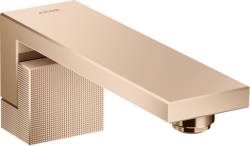 Излив для ванны Axor Edge, с алмазной огранкой, без переключателя на душ, настенный, неповоротный, латунь, цвет: полированное красное золото, квадратный, длина излива 19 см, встраиваемый/встроенный, для смесителя/ванны/ванной/душевой, без смесителя