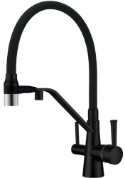 Смеситель для кухни/мойки ZorG ZR 356 MAGNIT, под фильтр, однорычажный, поворотный, гибкий излив, керамический картридж, длина излива 230 мм, латунь, цвет черный никель