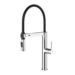 Смеситель для кухни/мойки WasserKRAFT A8817, однорычажный, сенсорный, поворотный/гибкий излив, керамический, длина излива 233 мм, латунь/ABS-пластик, цвет хром/черный