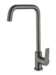 Смеситель для кухни/мойки Aquatek Лугано однорычажный, поворотный, латунный, Г-излив, длина излива 196 мм, цвет оружейная сталь