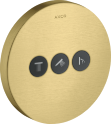 Смеситель для душа Axor ShowerSelect, термостатический, скрытого монтажа, 3 потребителя, настенный, без излива/шланга/лейки, круглый, латунный, цвет шлифованная медь, с 3 запорными клапанами, с термостатом