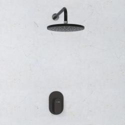 Душевая система WasserKRAFT, встраиваемая, цвет черный матовый, комплект: однорычажный смеситель/тропический душ (с верхней лейкой), скрытого монтажа
