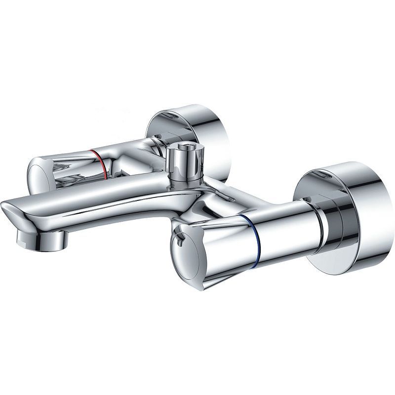 Смеситель для ванны/душа HAIBA CRON однозахватный, хромированный, настенный, излив 181 мм, неповоротный, силумин, цвет хром