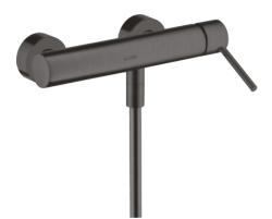 Смеситель для душа Axor Starck, однорычажный, с круглой рычаговой рукояткой, керамический, настенный, внешнего/наружнего монтажа, без излива, без шланга/лейки, латунь, цвет шлифованный черный хром, на 2 отверстия