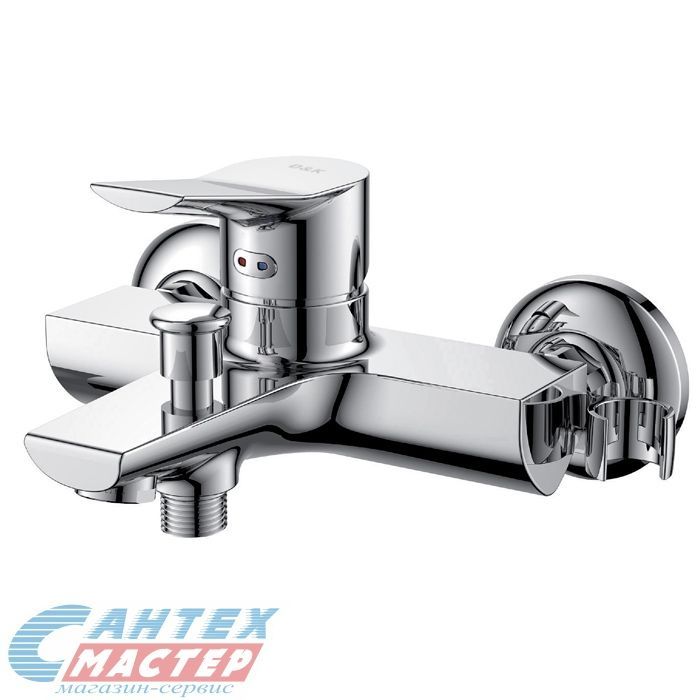 Смеситель для ванны/душа D&K Mosel Rhein однорычажный, керамический, настенный, излив короткий литой 166 мм, латунь хром, горизонтальный, фиксированный, однорукий, кран, комплект, сантехника, размер, характеристики, высота, расстояние (Д&K)