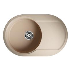 Мойка кухонная Omoikiri Manmaru 78-SA, 51х78 см, врезная, из искусственного гранита (Artgranit), овальная, цвет бежевый, без отверстия под смеситель, с крылом, оборачиваемая, слив-перелив, врезная в столещницу, для кухни