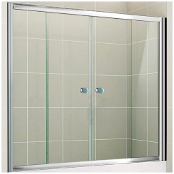 Душевая дверь Cezares Pratico, 150х140 см прозрачное стекло/профиль хром, в нишу, универсальная установка, прозрачное закаленное стекло, раздвижная