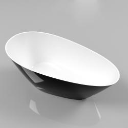 Ванна Whitecross Spinel C, 150х70 см, из искусственного камня, цвет- черный/белый глянцевый, (без гидромассажа) овальная, отдельностоящая, правосторонняя/левосторонняя, правая/левая, универсальная