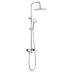 Душевая система Esko ST500 высота 1000 -1400 мм цвет хром, комплект: однорычажный смеситель/излив/тропический душ (с верхней лейкой)/лейка/стойка/шланг, нержавеющая сталь/латунь/пластик ST500