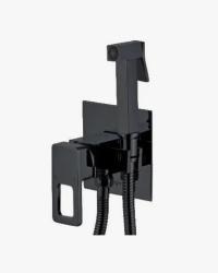 Смеситель для биде VIEIR с гигиеническим душем, встраиваемый, однорычажный, керамический, без излива, с гибким шлангом/лейкой, латунь, цвет черный