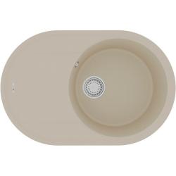 Мойка кухонная Lemark LACHA 760, 50х76х19,7 см, врезная, кварцгранит, овальная, цвет бежевый, без отверстия под смеситель, с крылом, оборачиваемая, слив-перелив, врезная в столещницу, для кухни