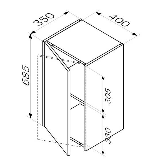 Шкаф AM.PM Func 40, 40х68,5х35 см подвесной, правый, 1 распашная дверца, цвет белый матовый