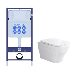 Комплект унитаза с инсталляцией Aquatek Амадео (Сет) c сиденьем микролифт, без клавиши