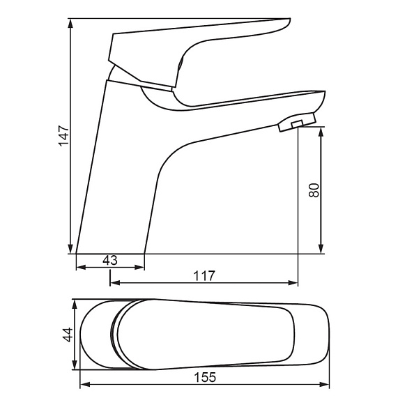 Смеситель для раковины/умывальника Damixa Jupiter однорычажный, неповоротный, керамический, длина излива 117 мм, латунь, цвет хром