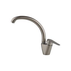 Смеситель для кухни/мойки AQUEDUC однорычажный, поворотный, керамический, высота излива 260 мм, нержавеющая сталь, цвет серый 345731