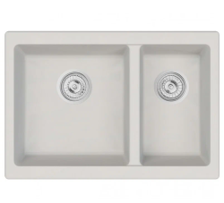 Мойка EMAR 66,5х46 см, две чаши, врезная, из кварцевой крошки, прямоугольная, цвет агат, без отверстия под смеситель, слив-перелив, без крыла, оборачиваемая, для кухни