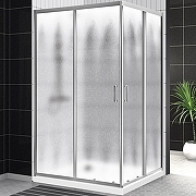 Душевой уголок BelBagno Uno-195, 120х90 см, без поддона, прямоугольная, угловой, стекло шиншилла, (без сифона) без крыши, раздвижной, стеклянный, алюминиевый профиль (хром)