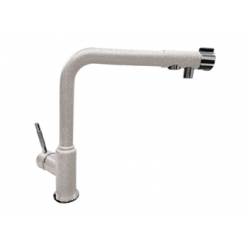 Смеситель для кухни/мойки GranFest, с подключением фильтра для питьевой воды, однорычажный, керамический картридж, высокий, с поворотным изливом, длина 266 мм, латунь, цвет серый
