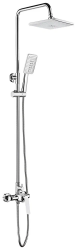 Душевая система настенная LEDEME, 890/1620 мм, цвет хром, комплект: однорычажный смеситель/тропический душ (с верхней лейкой)/лейка/стойка/шланг, латунь