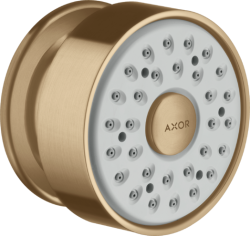 Форсунка душевая Axor 1jet боковая, настенного монтажа, круглая, с 1 режимом, размер 6,5 см, металлическая, цвет полированная бронза, в стену, для душа/ванной/душевой кабины