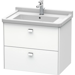 Тумба под раковину Duravit Brioso, 67х46,9х56,3 см, подвесная, 2 выдвижных ящика, ДСП, цвет: белый матовый/хром, шкафчик навесной, механизм доводчика, прямоугольная, правая/левая, в ванную комнату