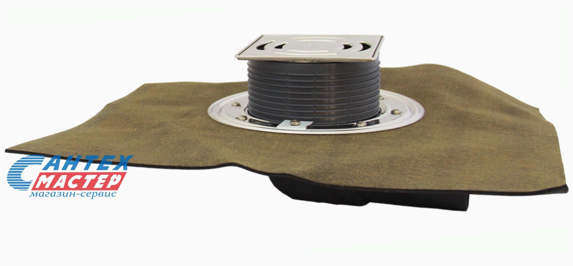 Трап Ду75 с приварным полимербитумным полотном, с решеткой из нержавеющей стали, HL 5100TH