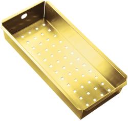 Коландер для мойки ALVEUS Gold 40х17х7,2 для кухонных моек, прямоугольный, нежавеющая сталь, цвет золото, перфорированное дно, подходит для моек Monarh Pure, Monarch Quadrix, Monarch Kombino