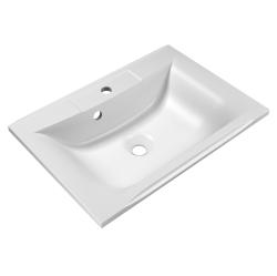 Раковина BelBagno Marino 65, 65х45х2,3 см, полувстраиваемая, прямоугольная, цвет белый, из искусственного мрамора, с отверстием под смеситель, слив-перелив