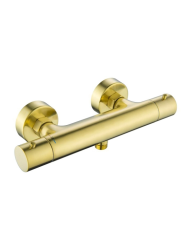 Смеситель для душа Aquatek Европа термостатный, настенный, без излива, без шланга и лейки, латунь, цвет шлифованное золото