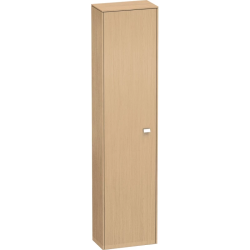 Пенал Duravit Brioso L, 42x24x177 см, подвесной, (левый), с дверцей, с полкой, со стеклянными полками, цвет: натуральный дуб/хром, в ванную комнату