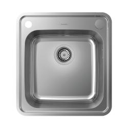 Мойка кухонная Hansgrohe 400, S41, S412-F400, 48х52х21,5 см, врезная/встраиваемая сверху, нержавеющая сталь, прямоугольная, цвет нержавеющая сталь, 1 отверстие под смеситель, автоматический дренаж с сифоном