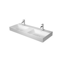 Раковина DURAVIT DuraSquare WonderGliss 120х47х14,5 см, подвесная, двойная (две чаши), прямоугольная, санфарфор, шлифованная, цвет белый, без отверстия под смеситель, антигрязевое покрытие, без перелива